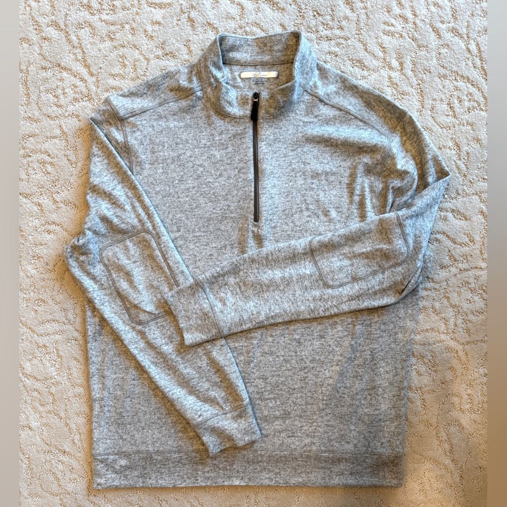 Greg Norman Large Men’s Heathered Gray 1/4 Zip Up Sweater Summer Soft Golf.